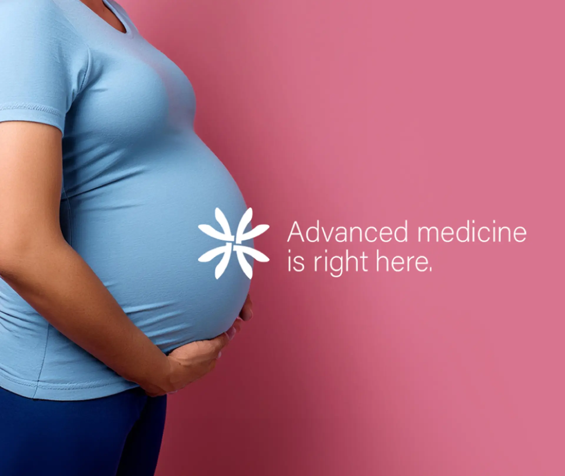 Pregnant woman with caption 